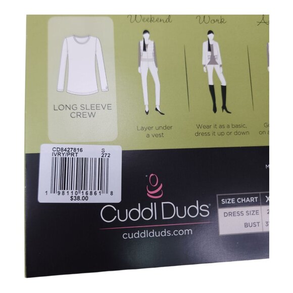 Cuddl Duds Womens Small Long Sleeve Crew SoftWear With Stretch Warm Layers - Picture 6 of 12